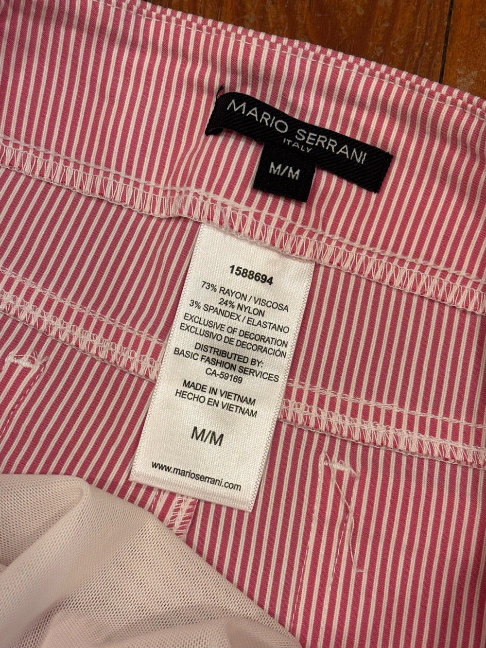 Mario Serrani Pink White Pinstripe Stretch Ankle Pants Women’s Medium M - Picture 2 of 8